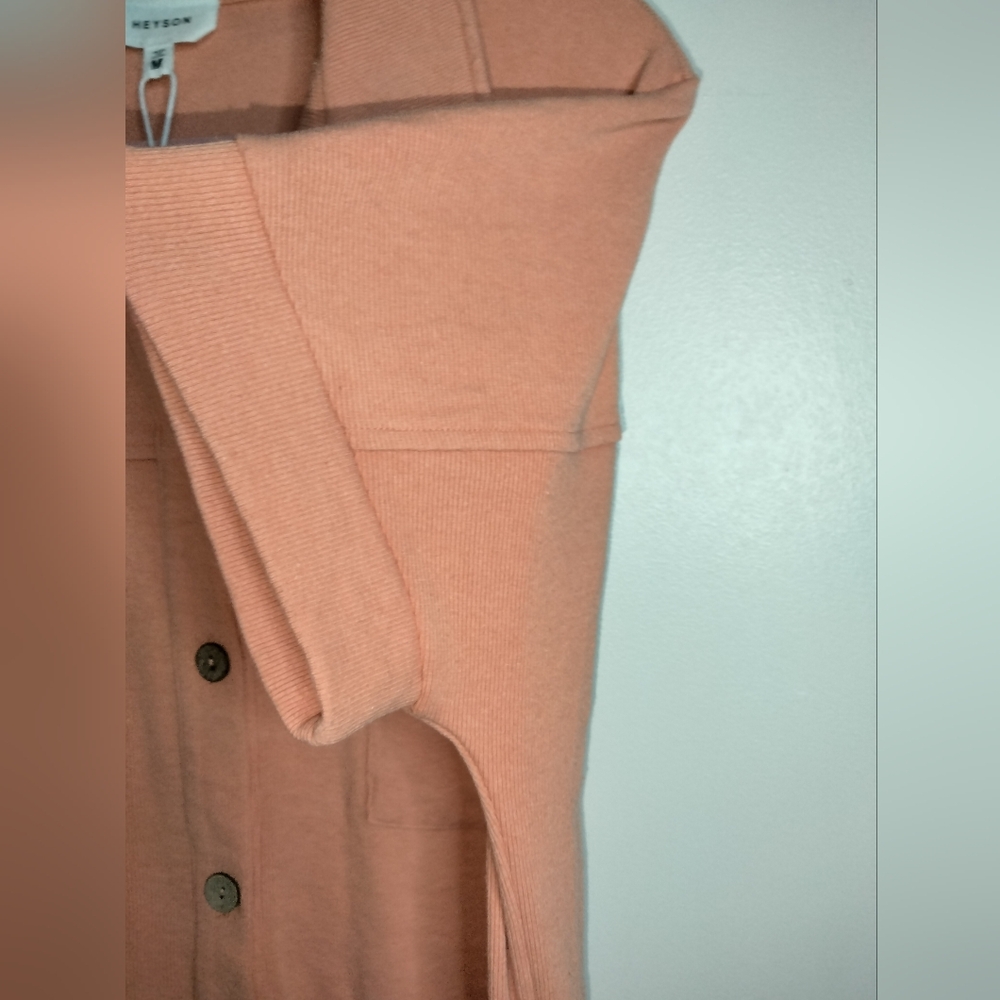 Heyson (Size M) Orange Stretch Ribbed SS Button Down Front Romper (NEW-NWT) - Picture 7 of 14